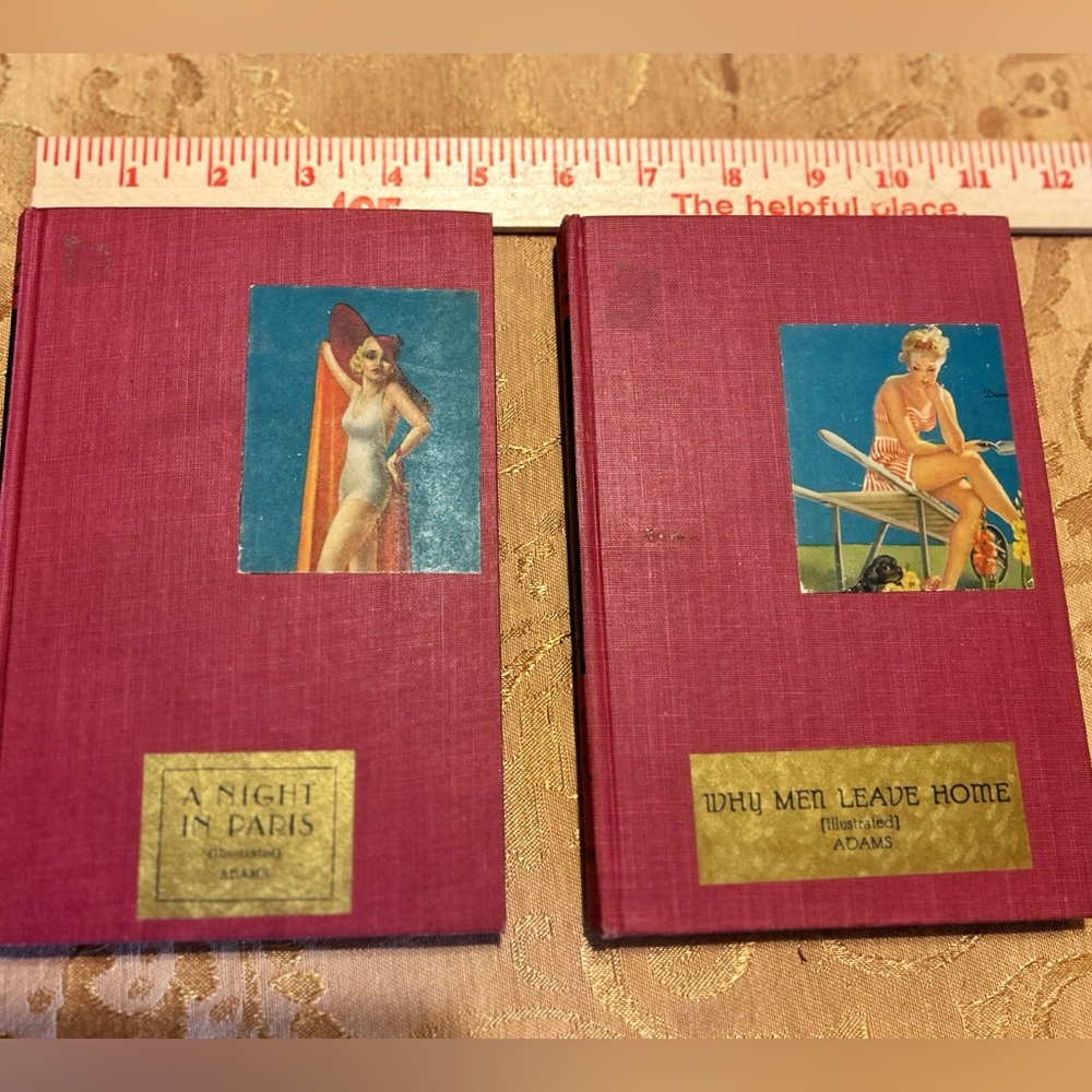 Set of 2 Adams Improved Shooting Books gag hideabook noisemaker pinup striptease